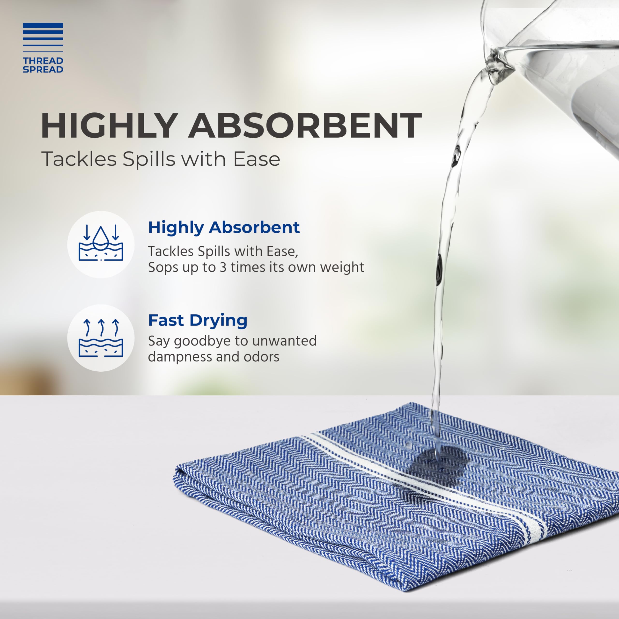THREAD SPREAD towel with hanging loop for easy drying and storage