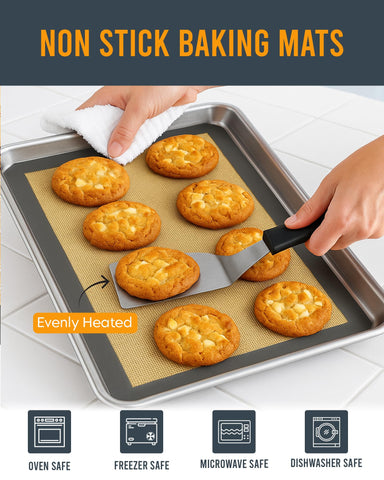 ThreadNanny silicone baking mat easy-clean feature in action after baking.
