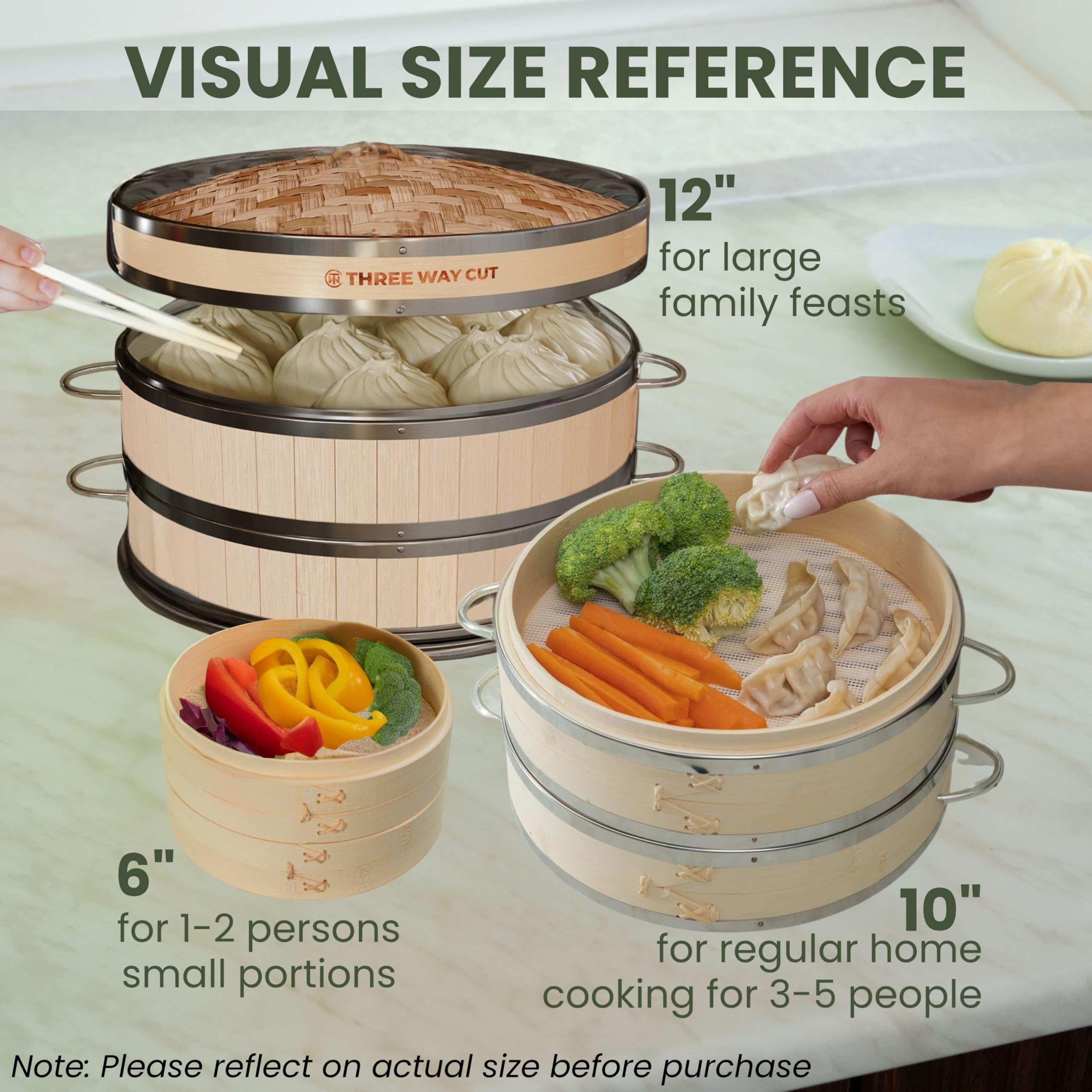 Three Way Cut silicone liner is reusable and nonstick for easy food release.