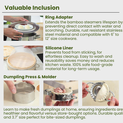 Three Way Cut healthy steaming kit keeps foods flavorful with less oil.