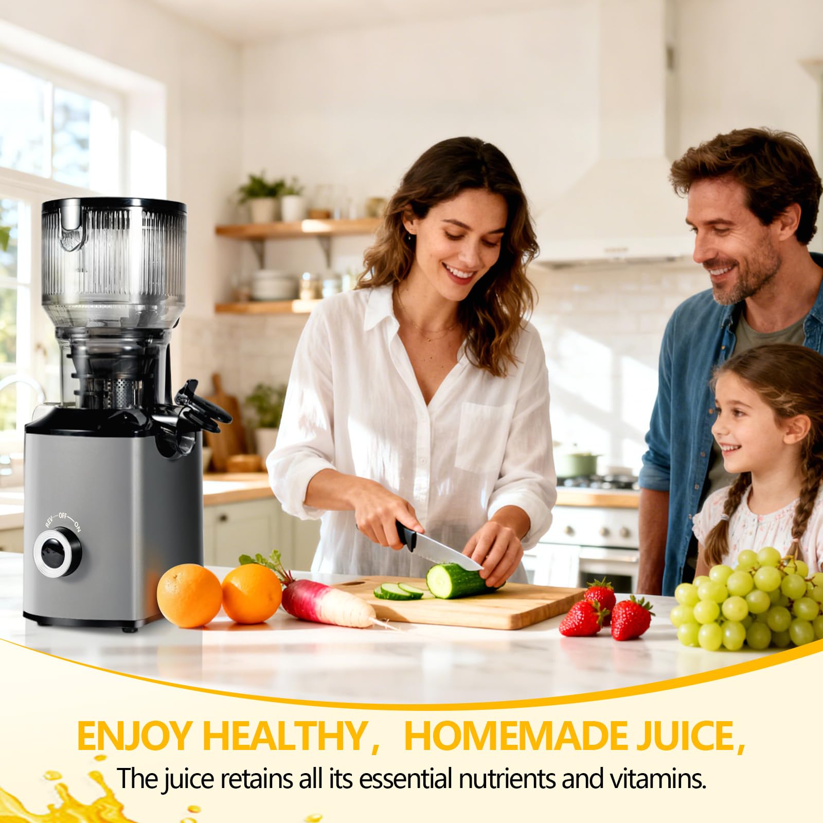 ThreeAll 1.7L capacity suits family juice sessions with minimal refills.