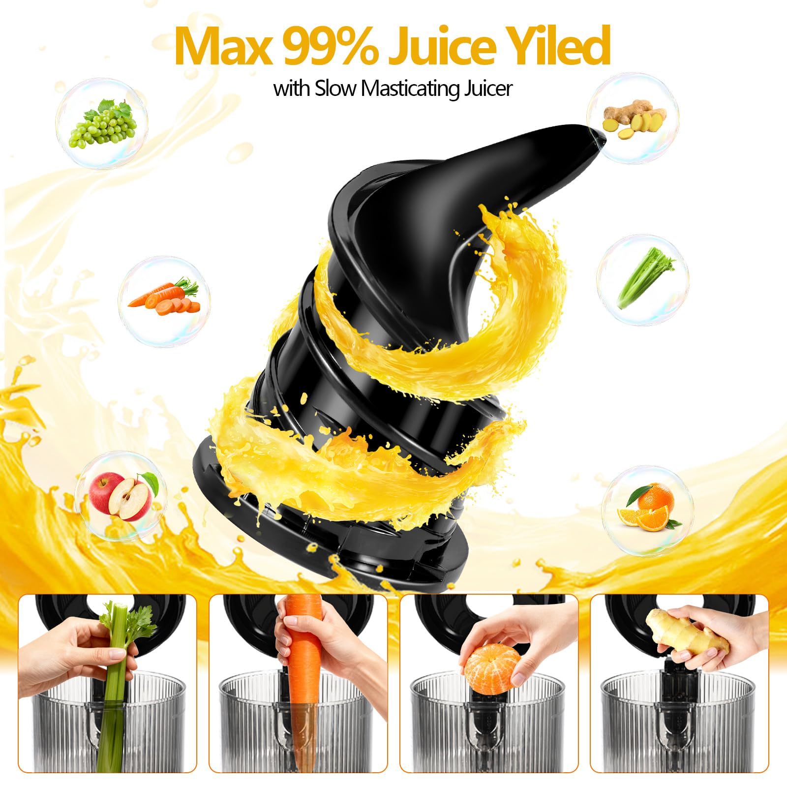 ThreeAll juicer auto-stop safety feature enhances safe operation during use.