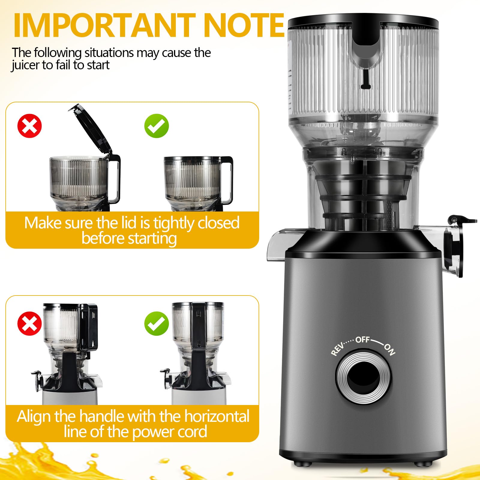 ThreeAll self-feeding design makes knife-free juicing simple for busy mornings.
