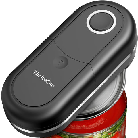 ThriveCan electric can opener with one touch operation for effortless hands free use in everyday cooking.