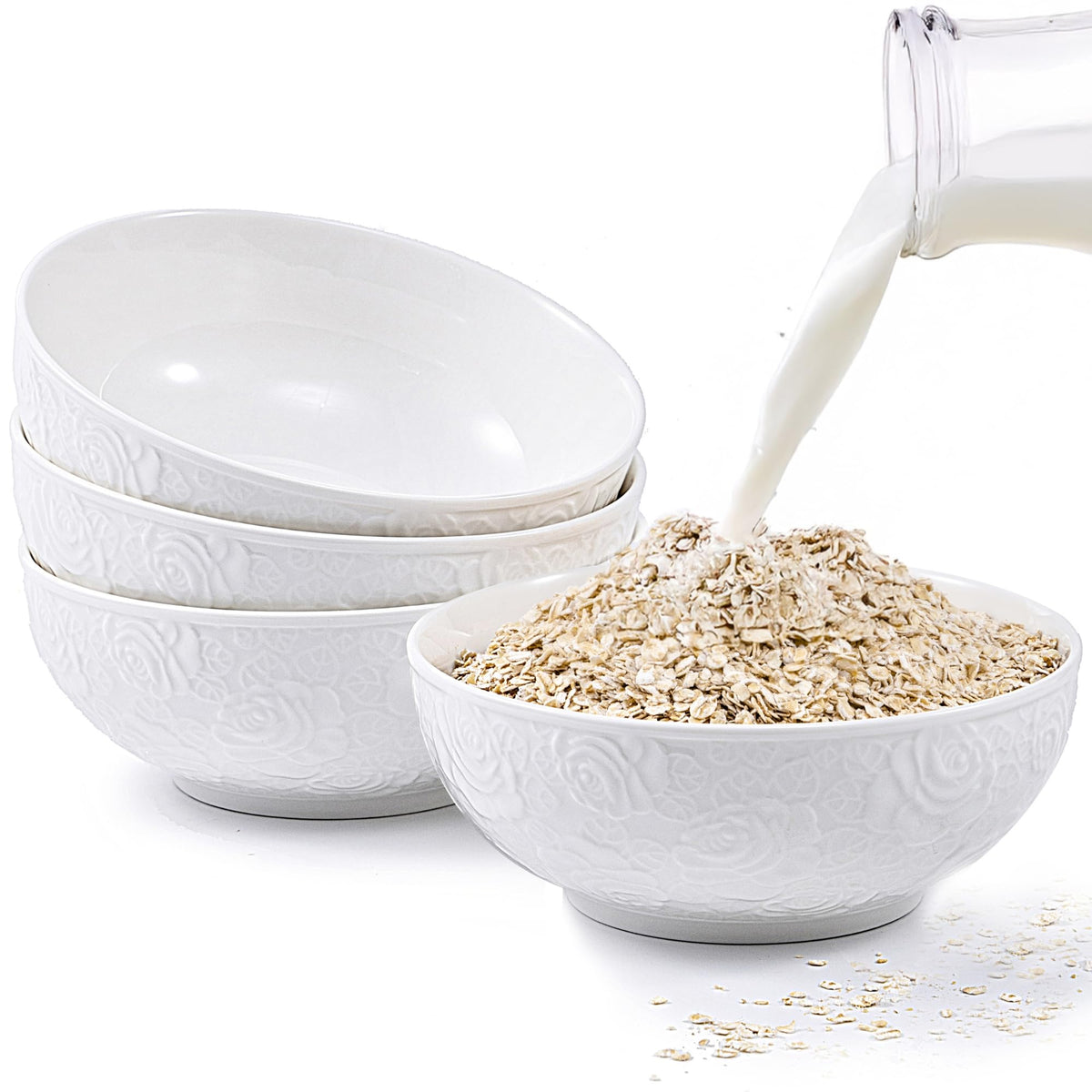 THRYVONA porcelain cereal bowls with 26oz capacity for daily meals.