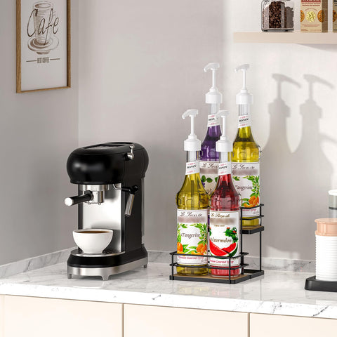 THYGIFTREE 2-tier syrup stand keeps essential syrups within easy reach on the counter.