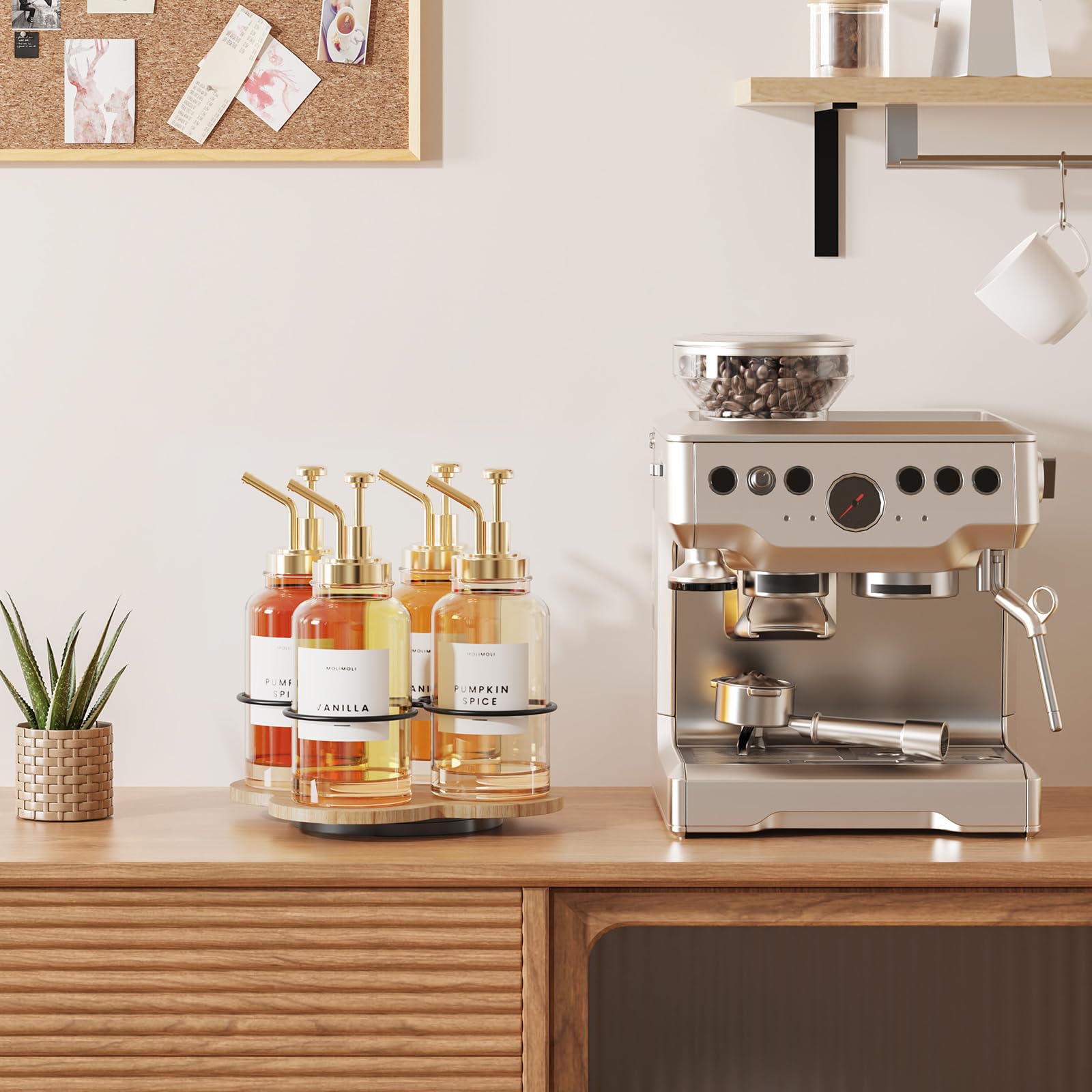 THYGIFTREE coffee station syrup organizer for quick beverage prep