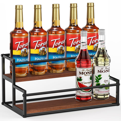 THYGIFTREE Coffee Syrup Rack 2-Tier keeps syrups visible and accessible for beverage customization