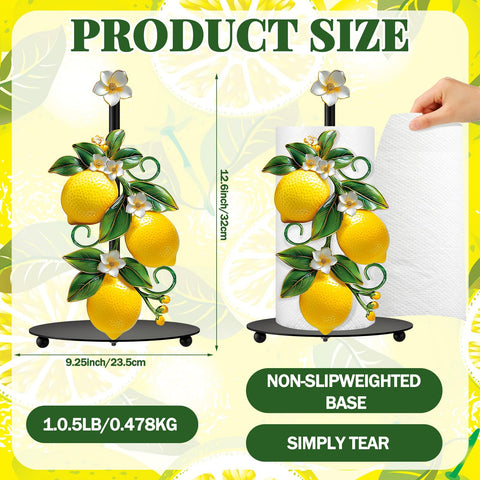 Thyle lemon paper towel holder on countertop offers practical, stable access during meals.
