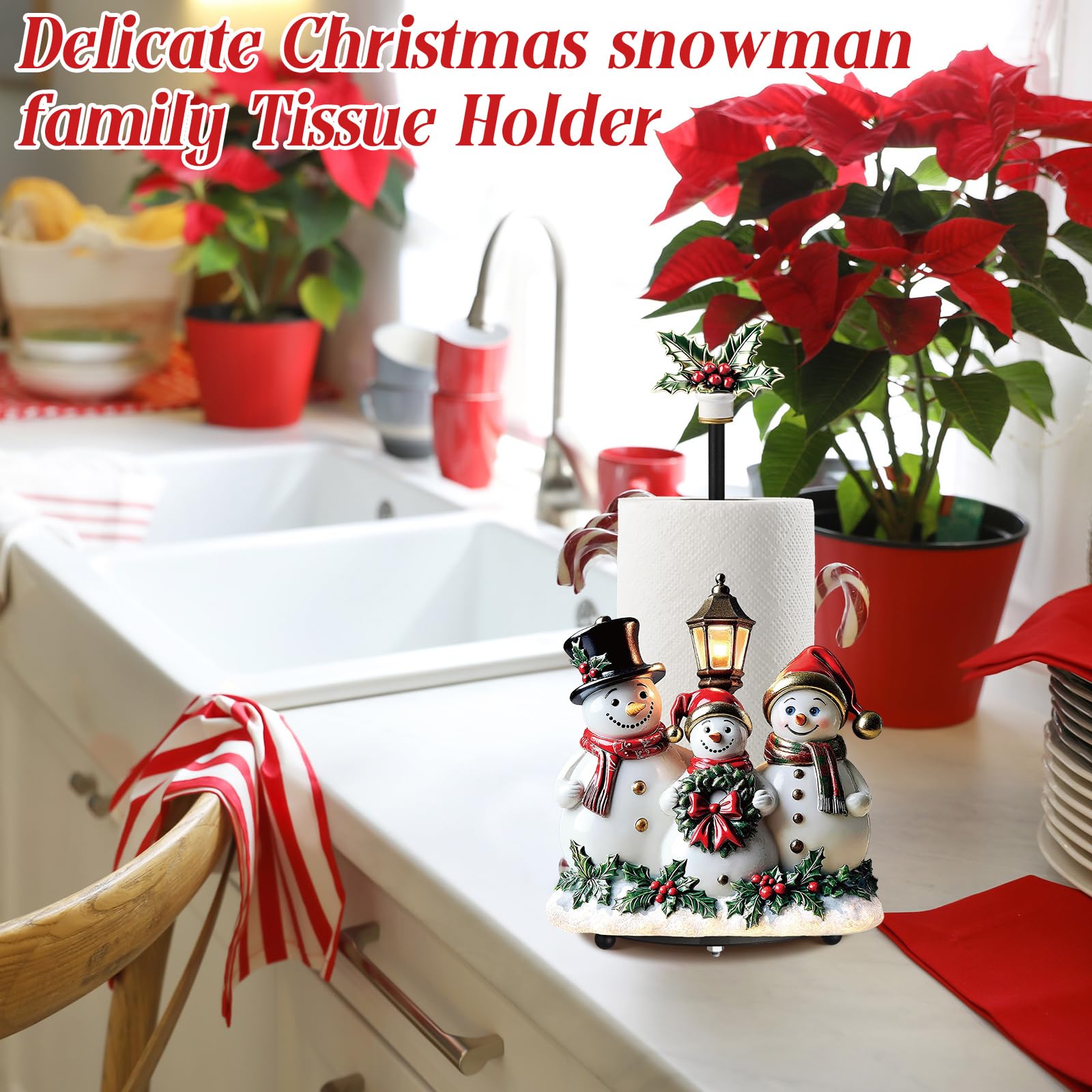 Thyle Snowman fits medium to large paper towel rolls for versatile use.