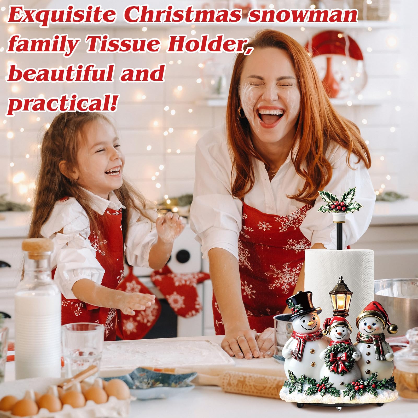 Thyle Snowman Christmas holder with hat and wreath adds festive decor.