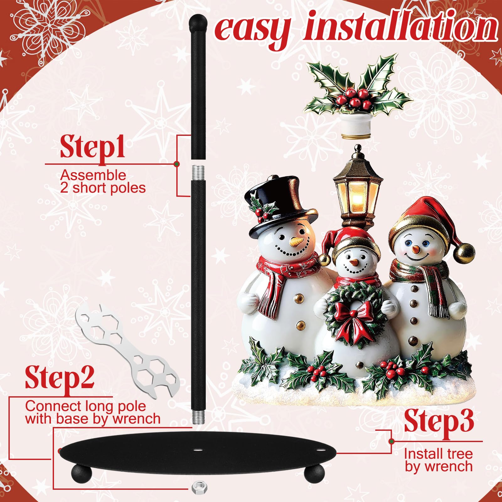 Thyle Snowman color variations in red, white, green, gold for festive styling.
