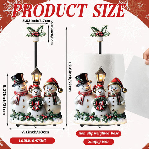 Close-up of holly detail on Thyle Snowman towel holder enhances holiday charm.