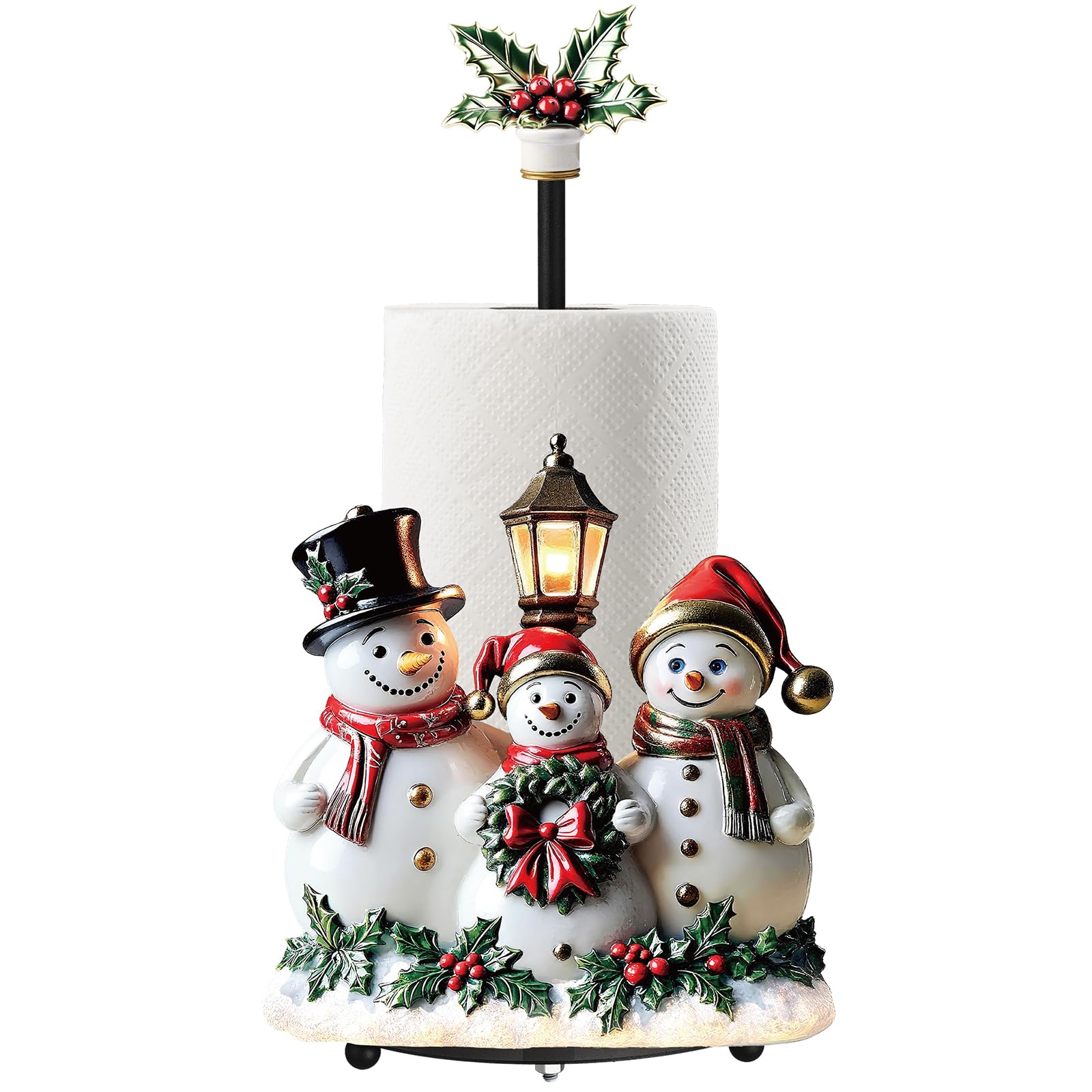 Thyle Snowman paper towel holder base provides stable countertop support.