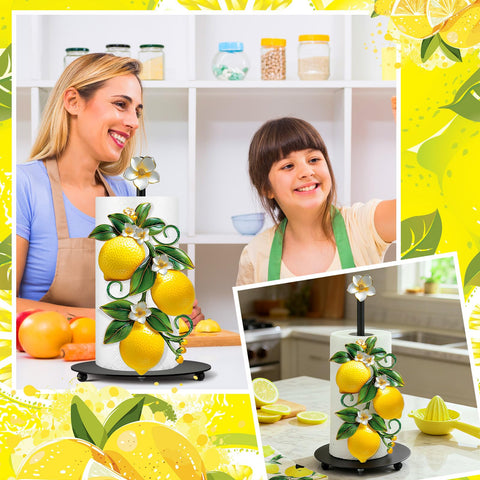 Thyle yellow lemon design decor adds cheerful farmhouse charm to any kitchen or bathroom.