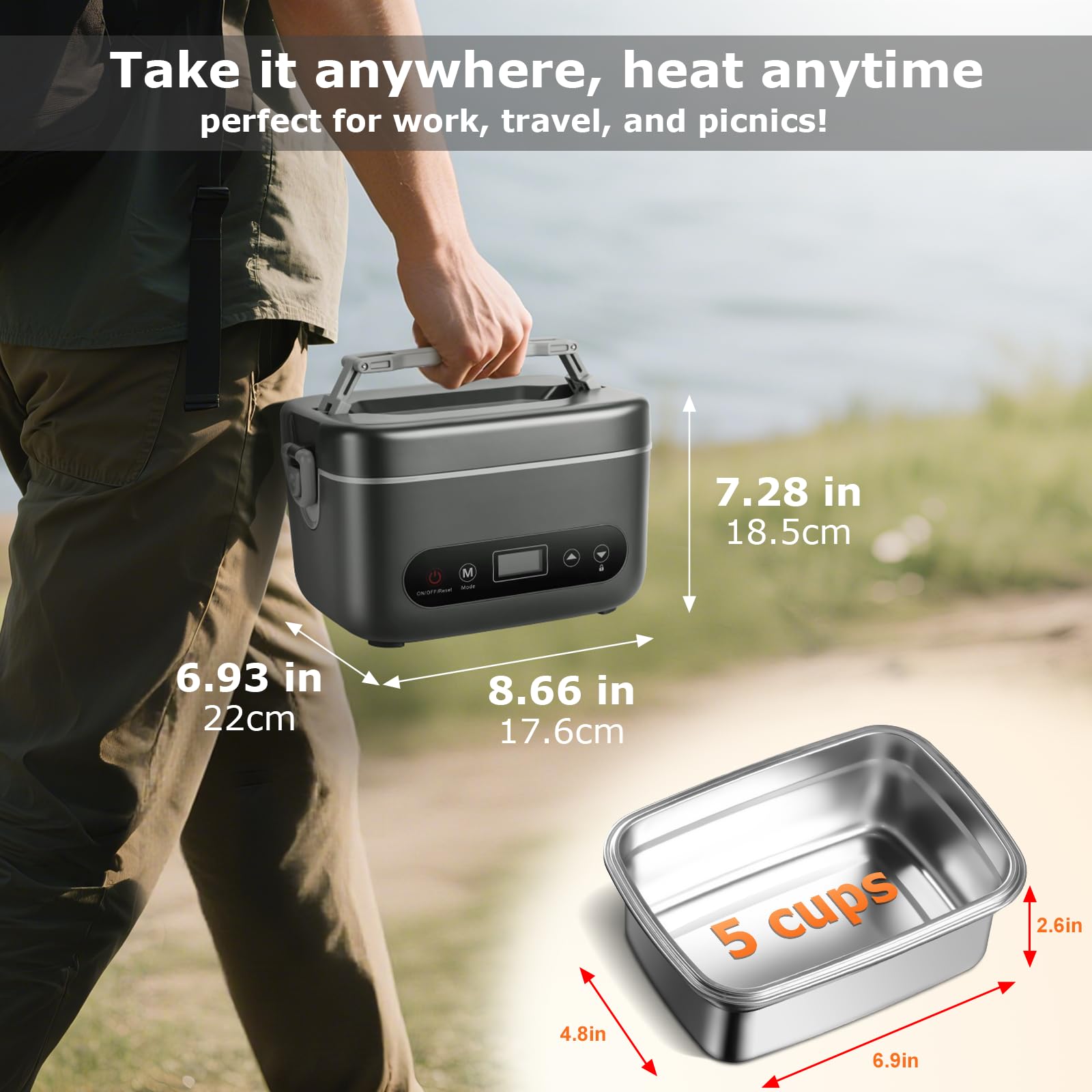 THZDMI 1.2L interior container, easy cleaning and larger meals