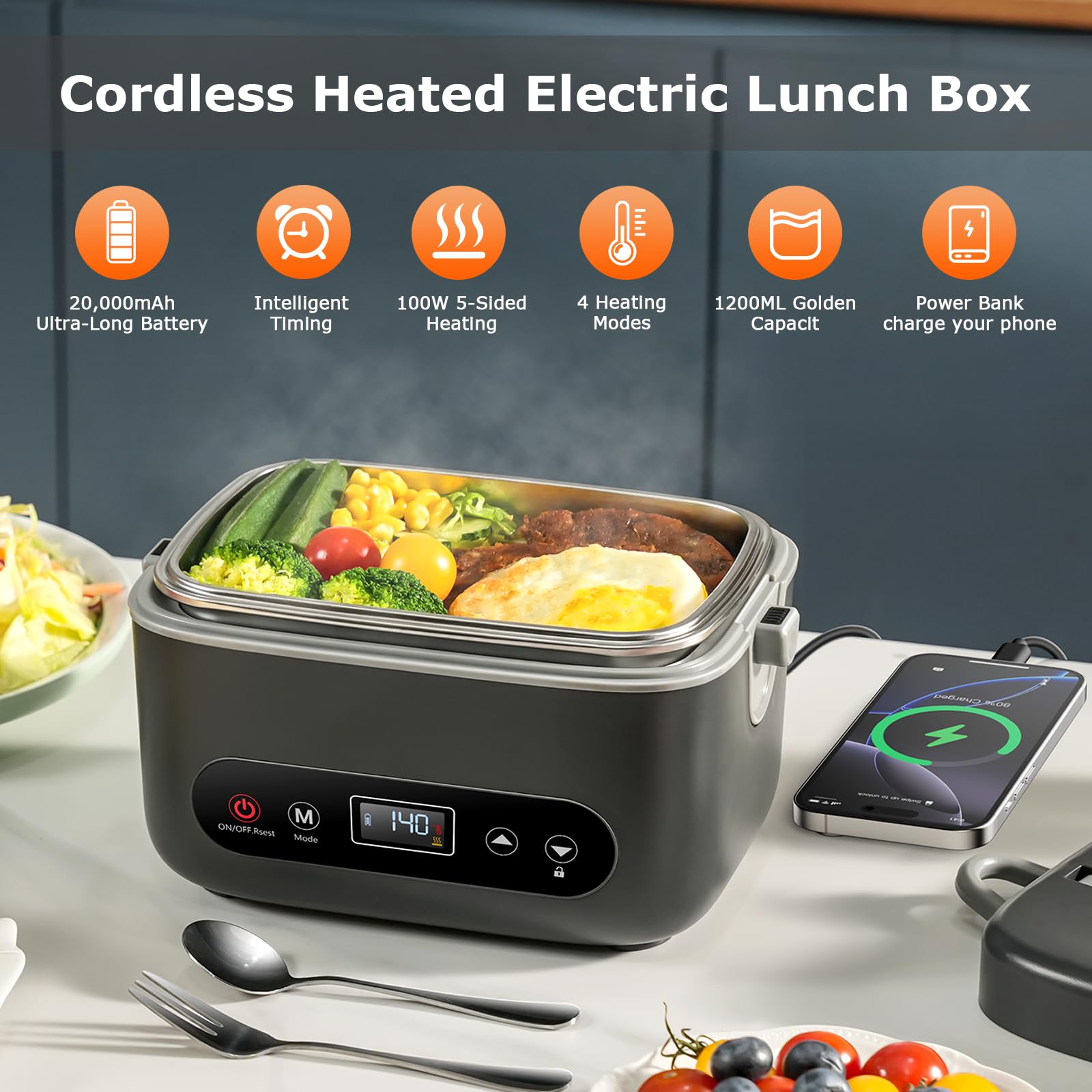 THZDMI lunch box open lid, easy access for quick reheats at work