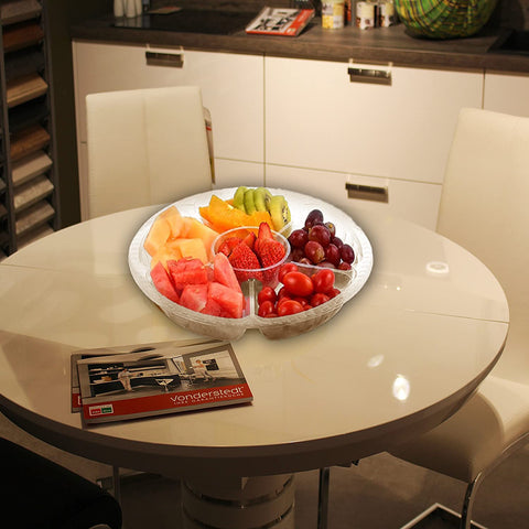 Tiaiidi fruit and snack trays simplify casual entertaining.