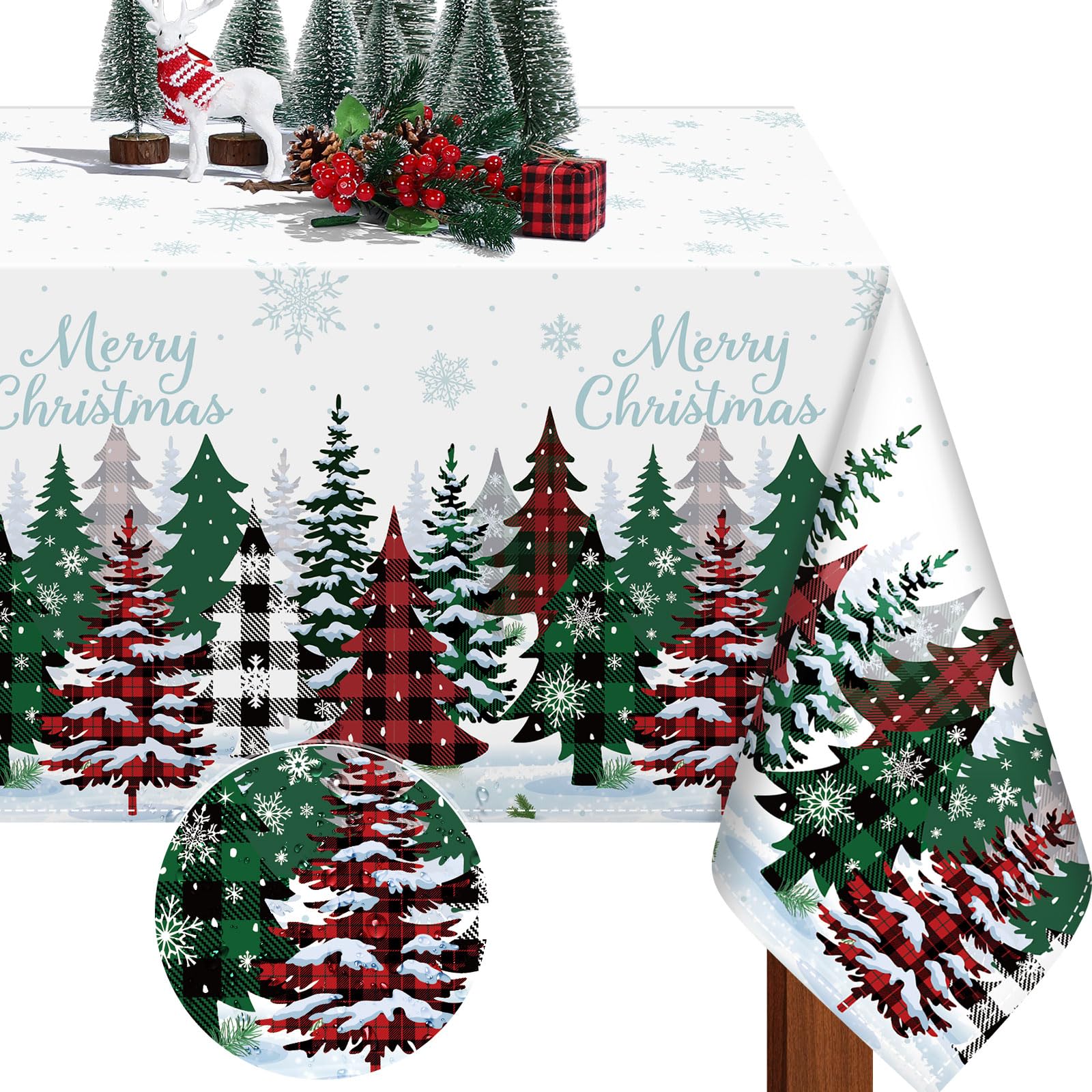 Tiamon buffalo plaid Christmas tablecloth adds festive warmth to holiday dining