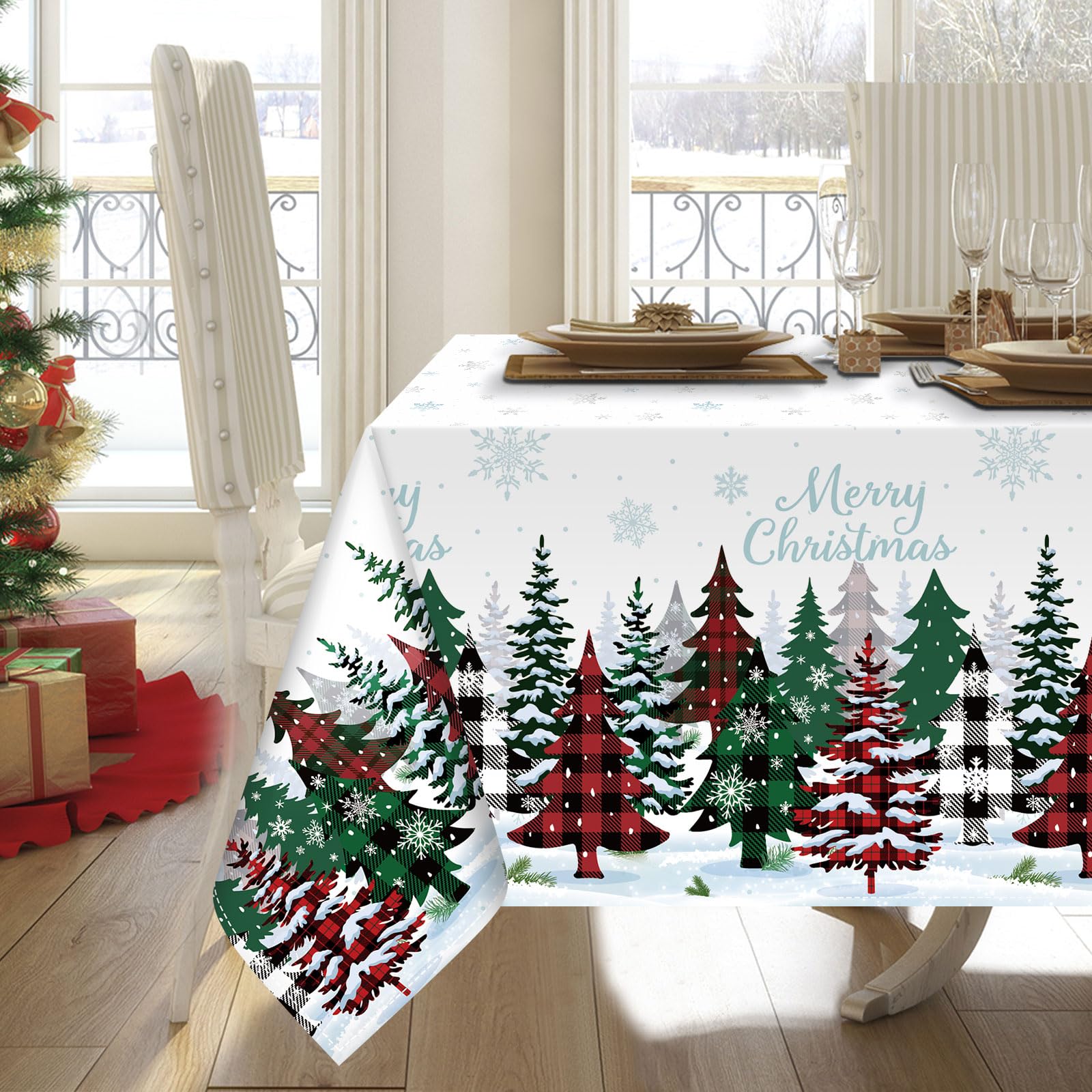 Tiamon warm winter dining scene with tablecloth and guest seating