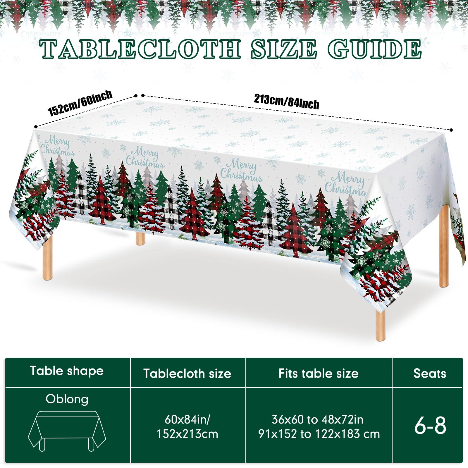 Tiamon white snowflake tree pattern detail enhances Christmas table decor