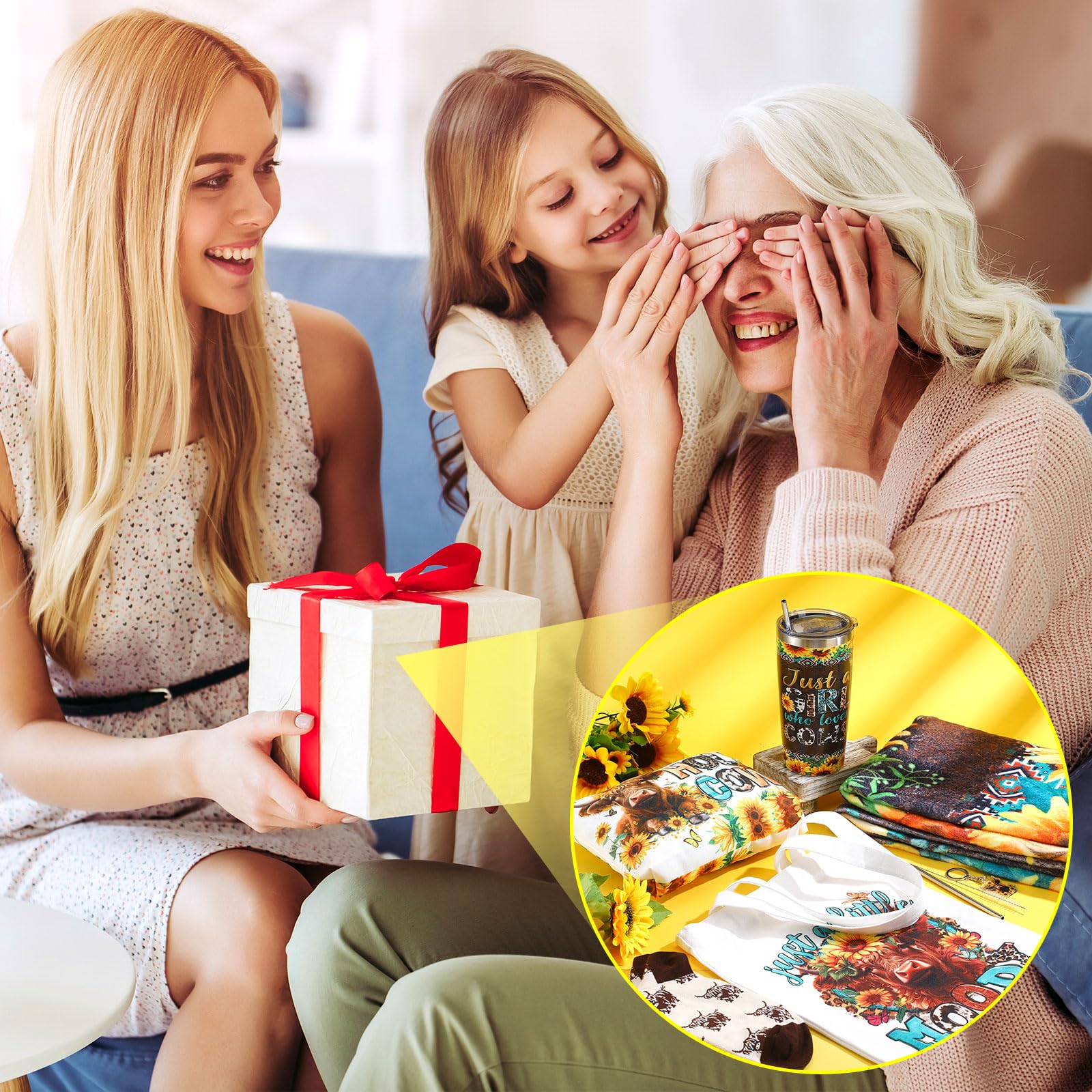 Tiangrid sunflower Highland cow 20 oz tumbler with lid for on the go hydration.