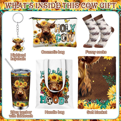 Tiangrid sunflower Highland cow socks adding soft comfort to outfits.