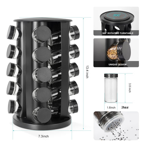 Tianifa 20 glass spice jars offer transparent visibility for quick identification.