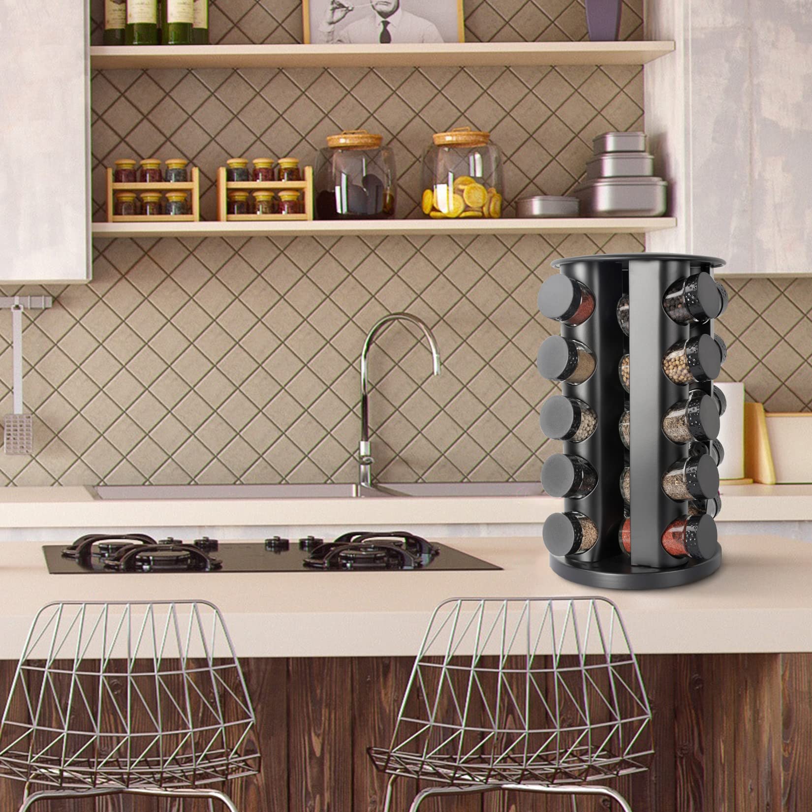 Tianifa spice rack adds stylish décor to any kitchen.