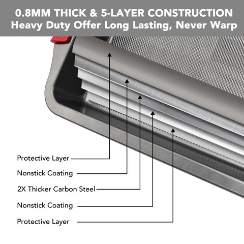 Tiawudi 13x9 cake pan made of heavy-weight carbon steel for durability.