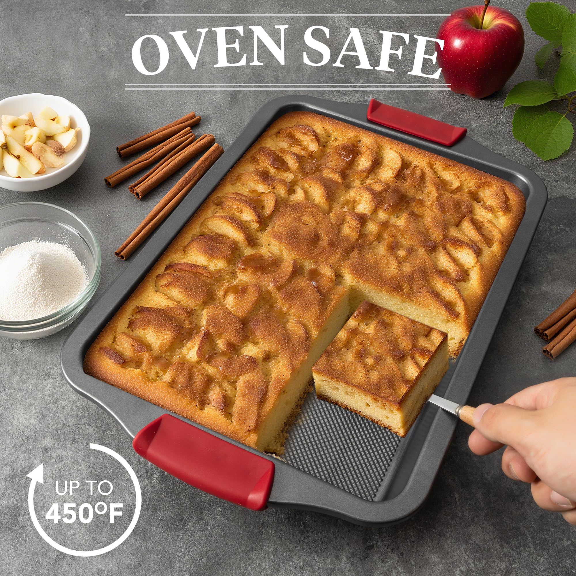 Tiawudi 13x9 cake pan versatile for brownies, lasagna, and cakes.