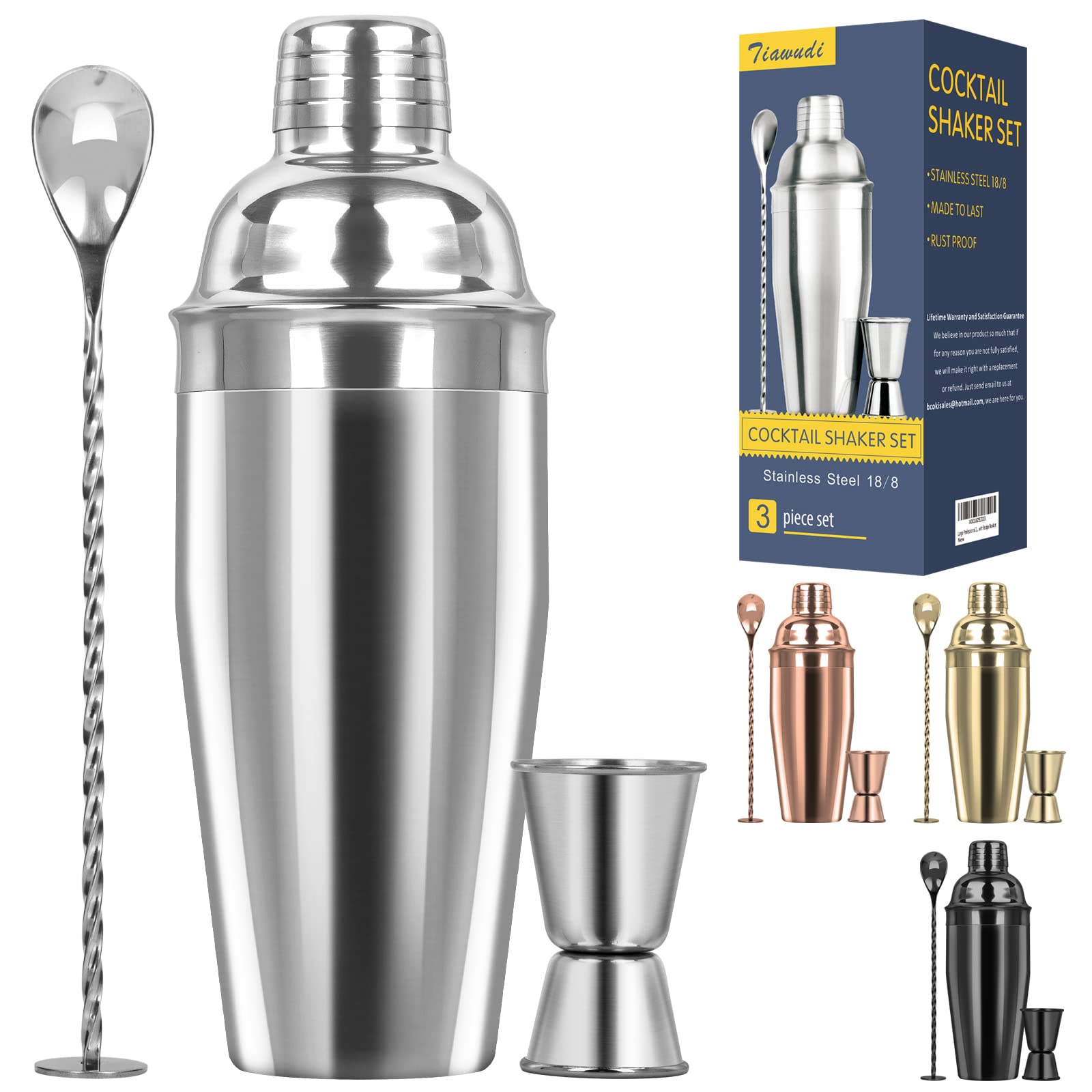 Tiawudi 24oz shaker with built-in strainer for smooth pours