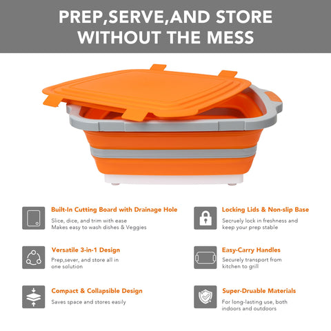 Tiawudi 3-in-1 sink and cutting board, saving space in kitchen or campsite.