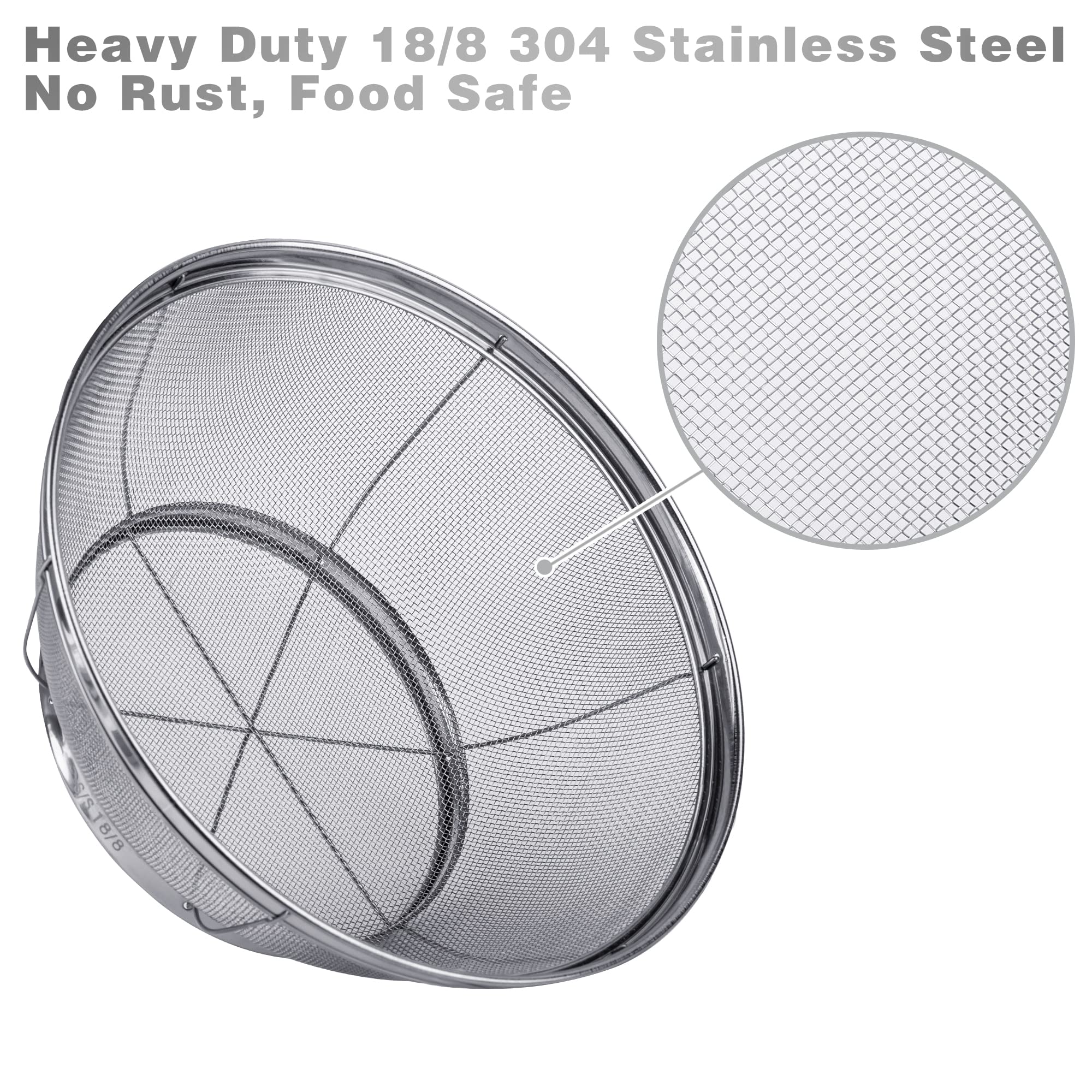 Tiawudi 5-pack stainless steel strainers large 5-quart ideal for rinsing rice and vegetables.