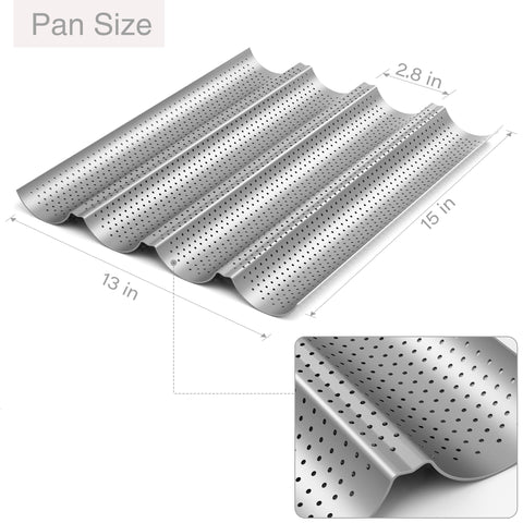 Perforated surface on the Tiawudi baguette pan promotes air flow for crispy crust