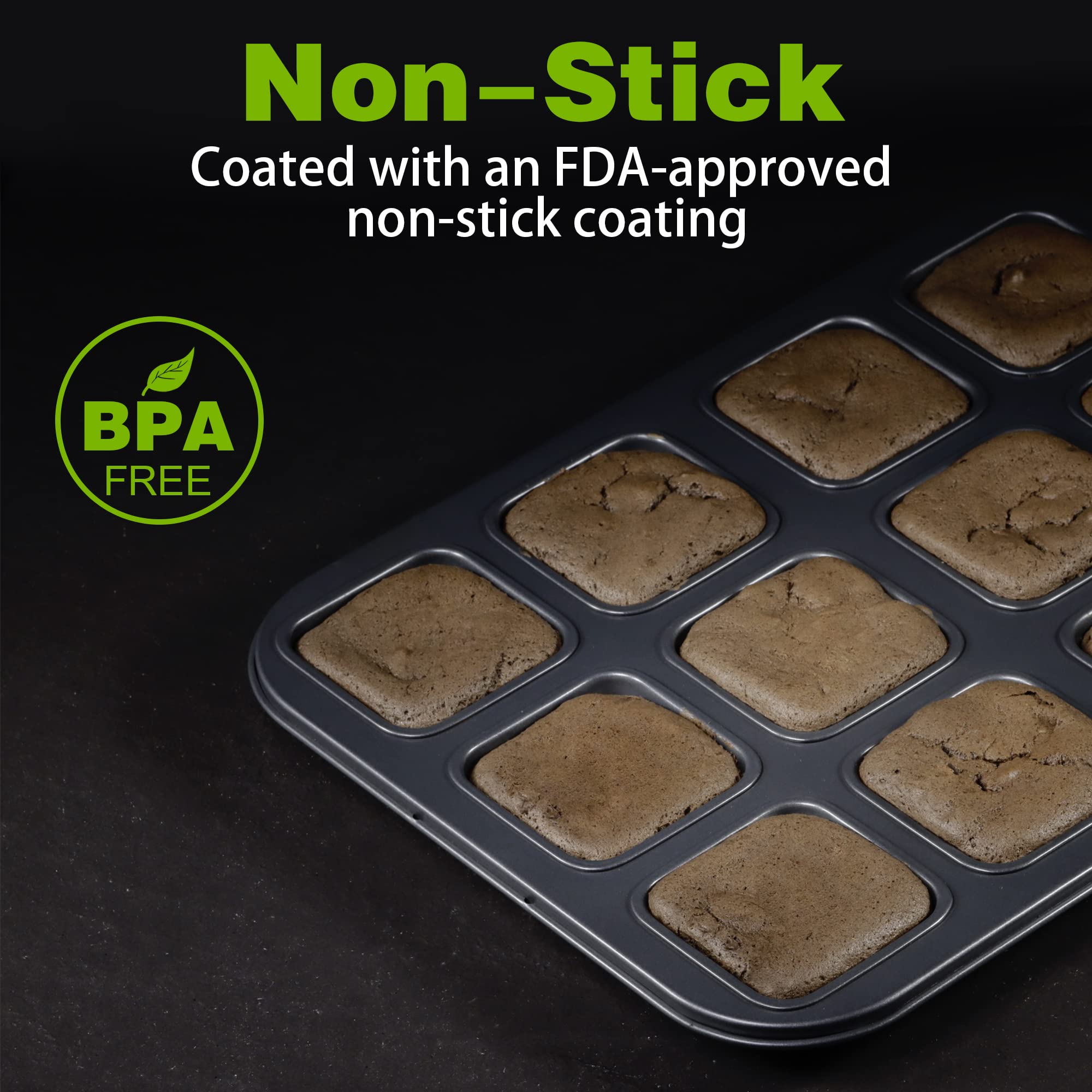 Tiawudi nonstick coating on brownie pan for effortless release.