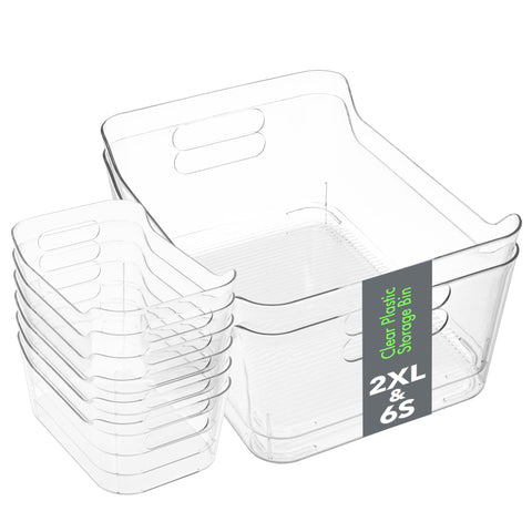 Tiawudi extra-large clear bin for pantry storage keeps items visible and accessible.