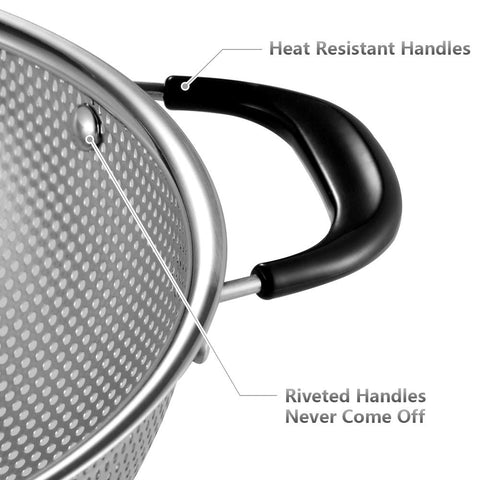 Tiawudi colander riveted, heat-resistant handles provide secure grip