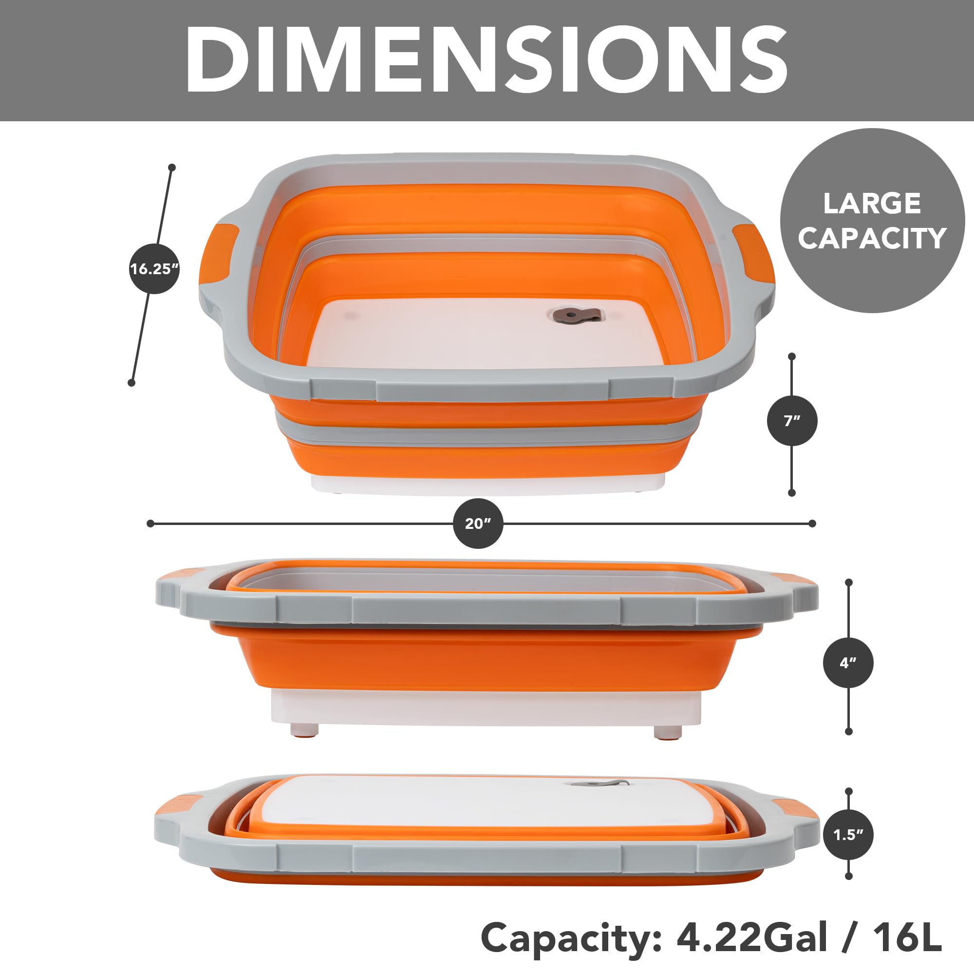Tiawudi collapsible tub with drain hole for quick washing and drainage after cooking.