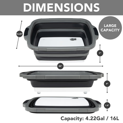 Tiawudi collapsible tub side view showing compact storage when collapsed.