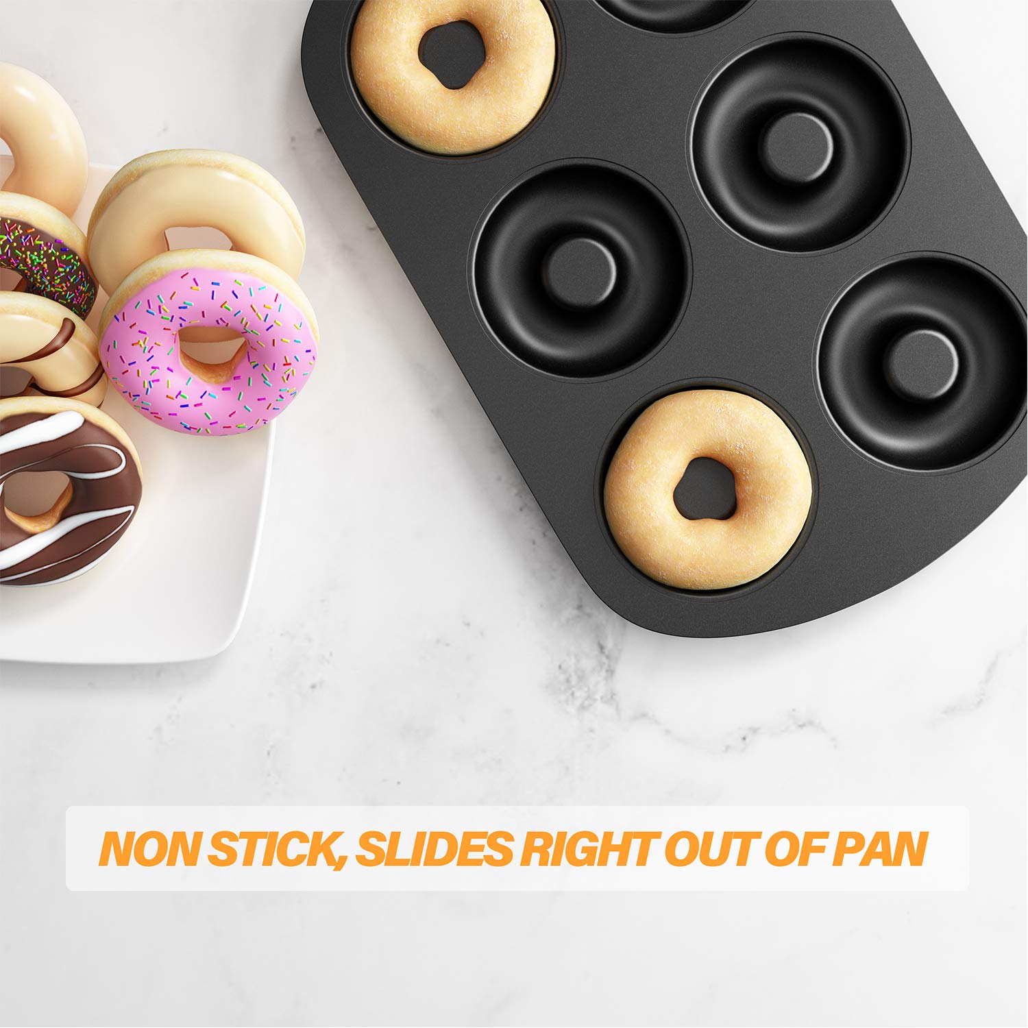 Tiawudi donut pan greased before batter to prevent sticking.
