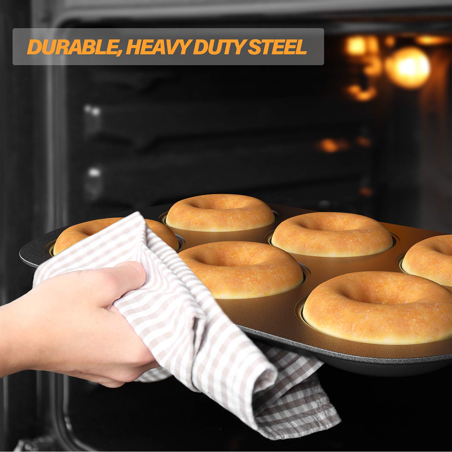 Tiawudi donut pan nonstick coating illustrated for quick release.