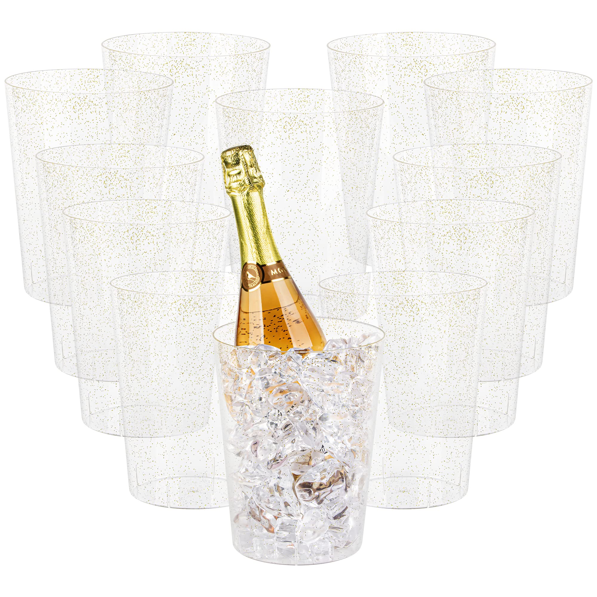 Tiawudi 12-pack gold glitter ice bucket set for stylish wedding service.