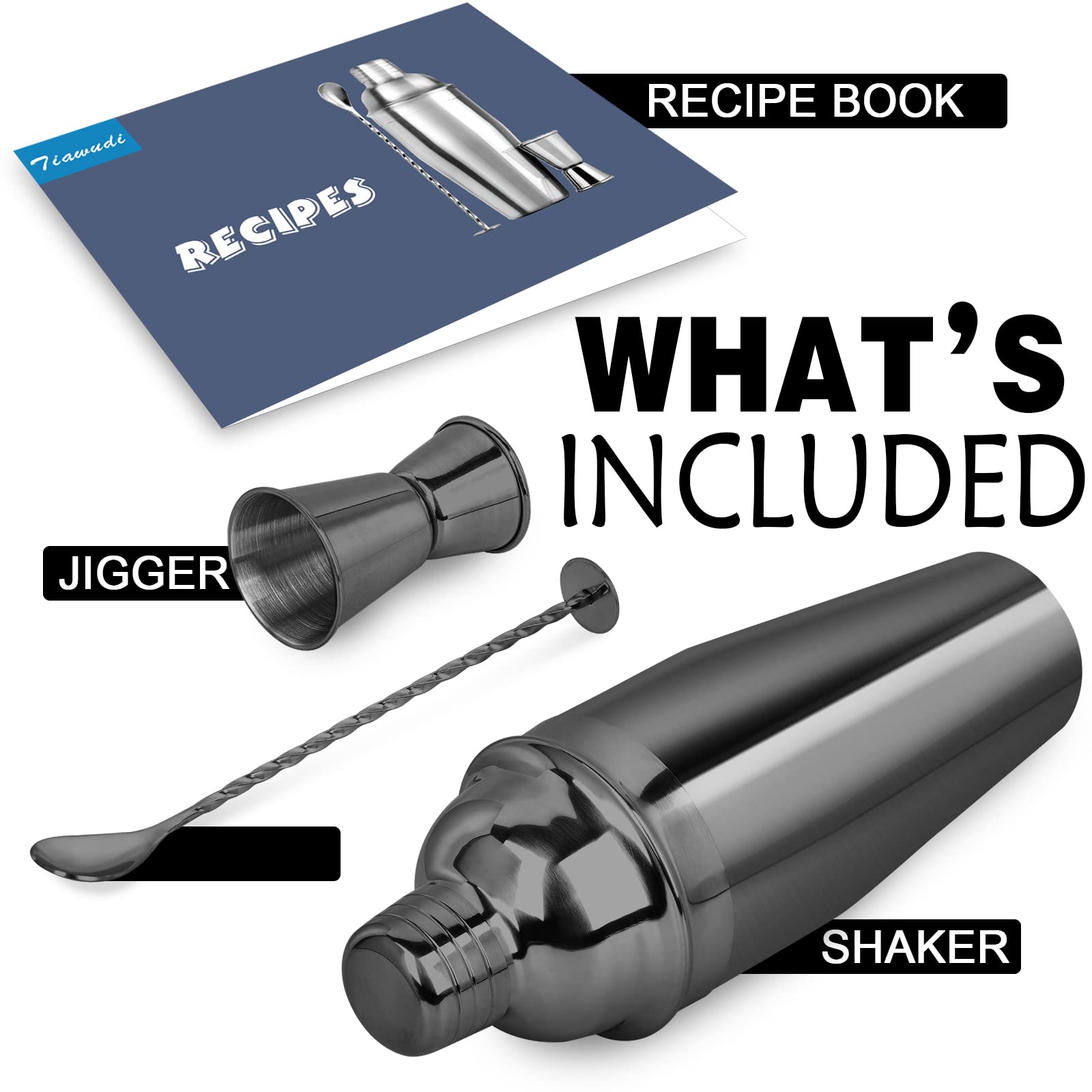 Tiawudi jigger 1oz and 0.5oz for precise measurements.