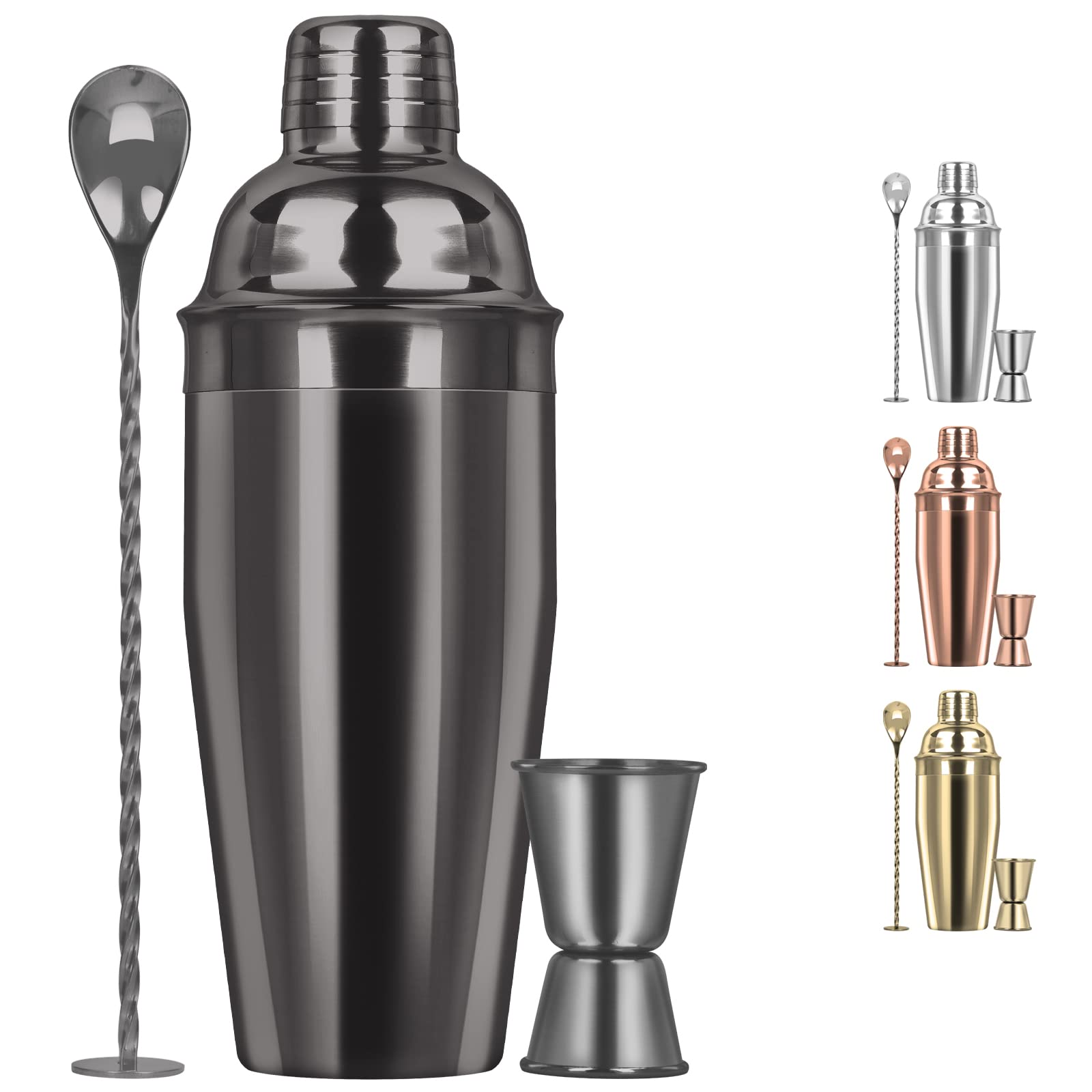 Tiawudi large 24oz cocktail shaker with built-in strainer for smooth pours.