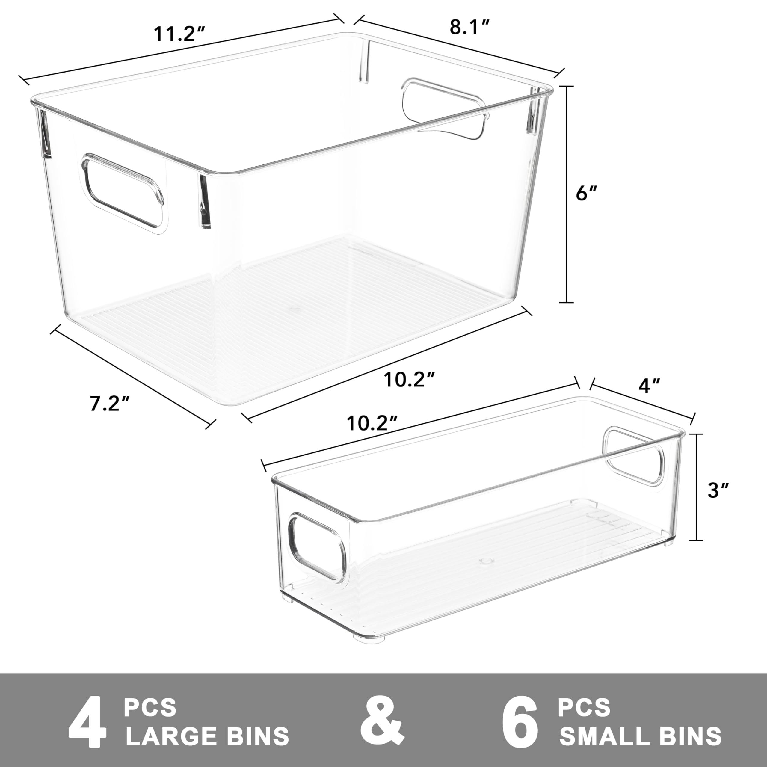 Tiawudi large clear bin close-up highlighting sturdy, shatterproof design.