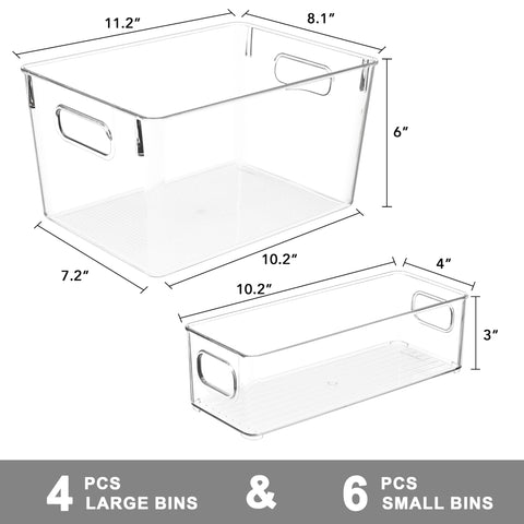 Tiawudi large clear bin close-up highlighting sturdy, shatterproof design.