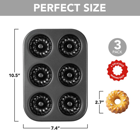 Tiawudi mini pan set of 3 for muffins, donuts and cupcakes