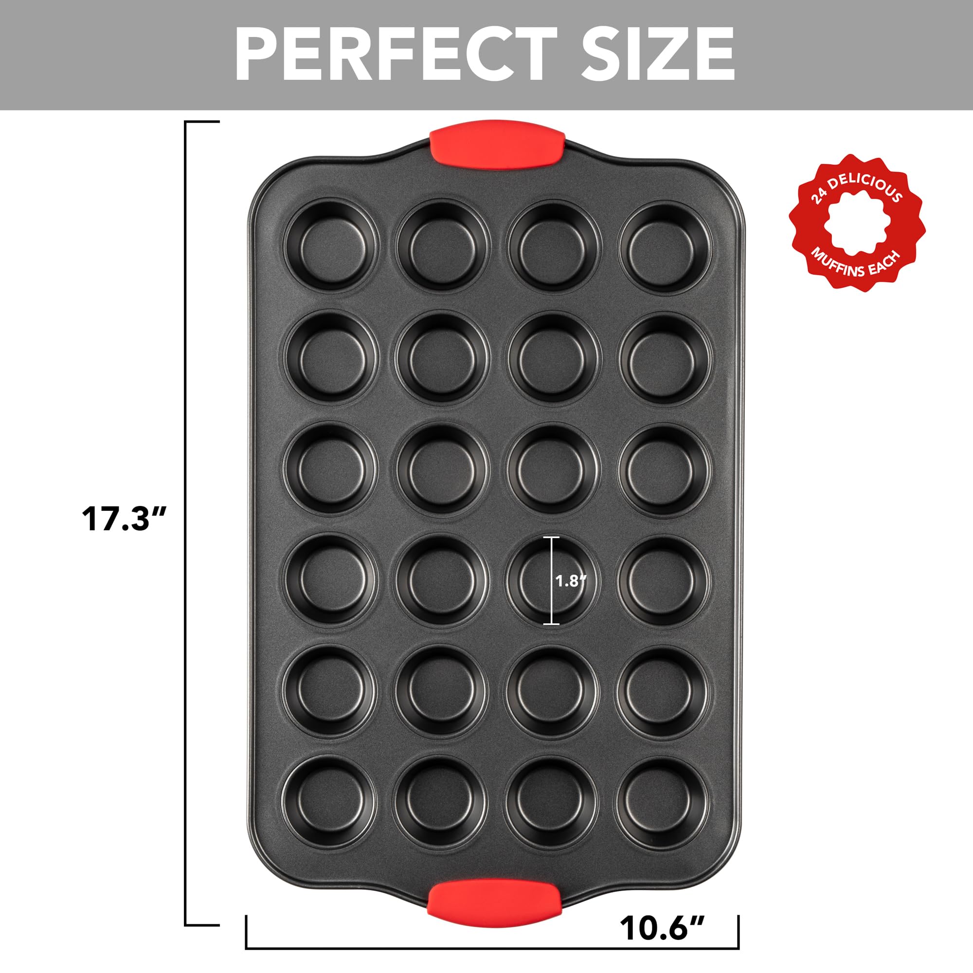 Tiawudi muffin pan with silicone grip handles for safe removal