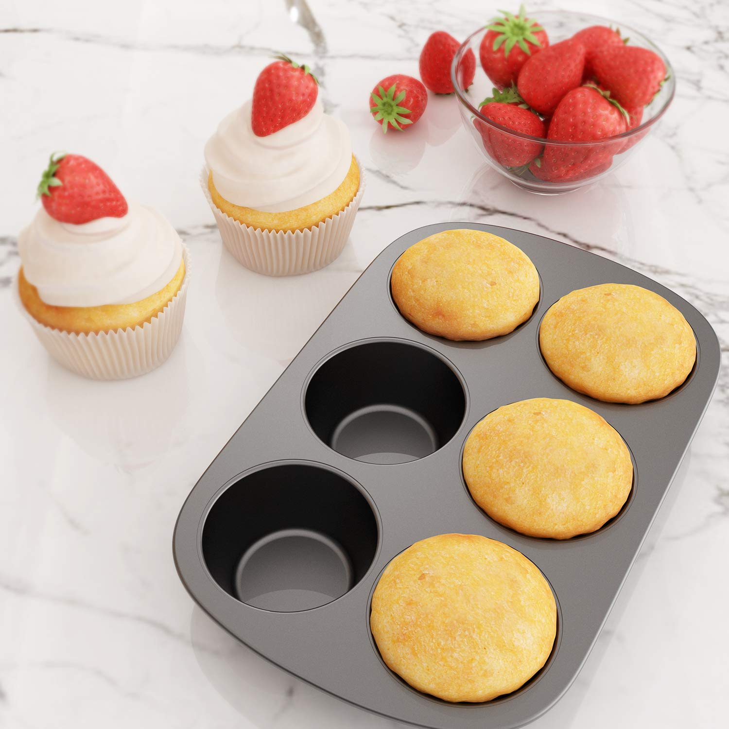 Tiawudi oven-safe muffin pan up to 450°F for cupcakes and savory bites.